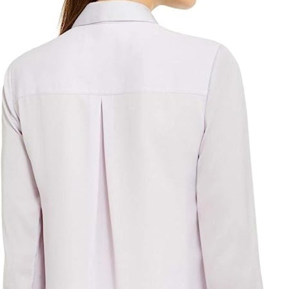MICHAEL KORS Tie Front Satin Shirt in Lavender Mist, Size Large - Picture 7 of 11